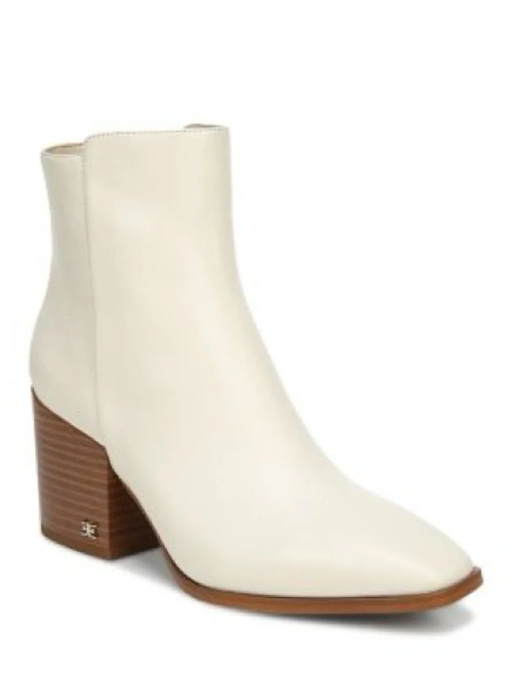 Sam Edelman Cari Ivory Leather Square Toe Block Heel Ankle Boots Sz 10